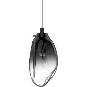 Liquid LED 6 inch Satin Black Pendant Ceiling Light in Smoke Fade Glass