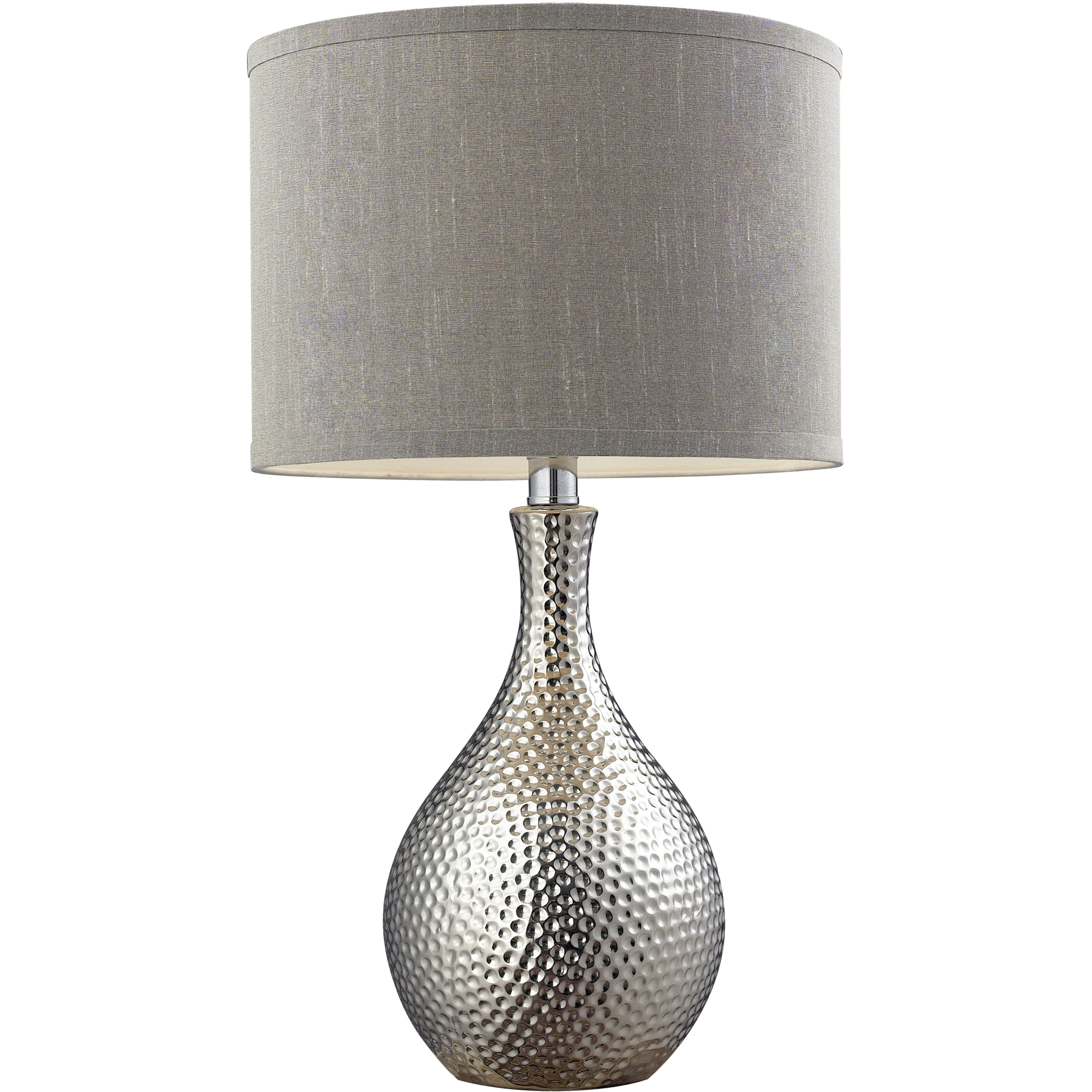 Hammered Chrome 21.5 inch 60 watt Chrome Table Lamp Portable Light