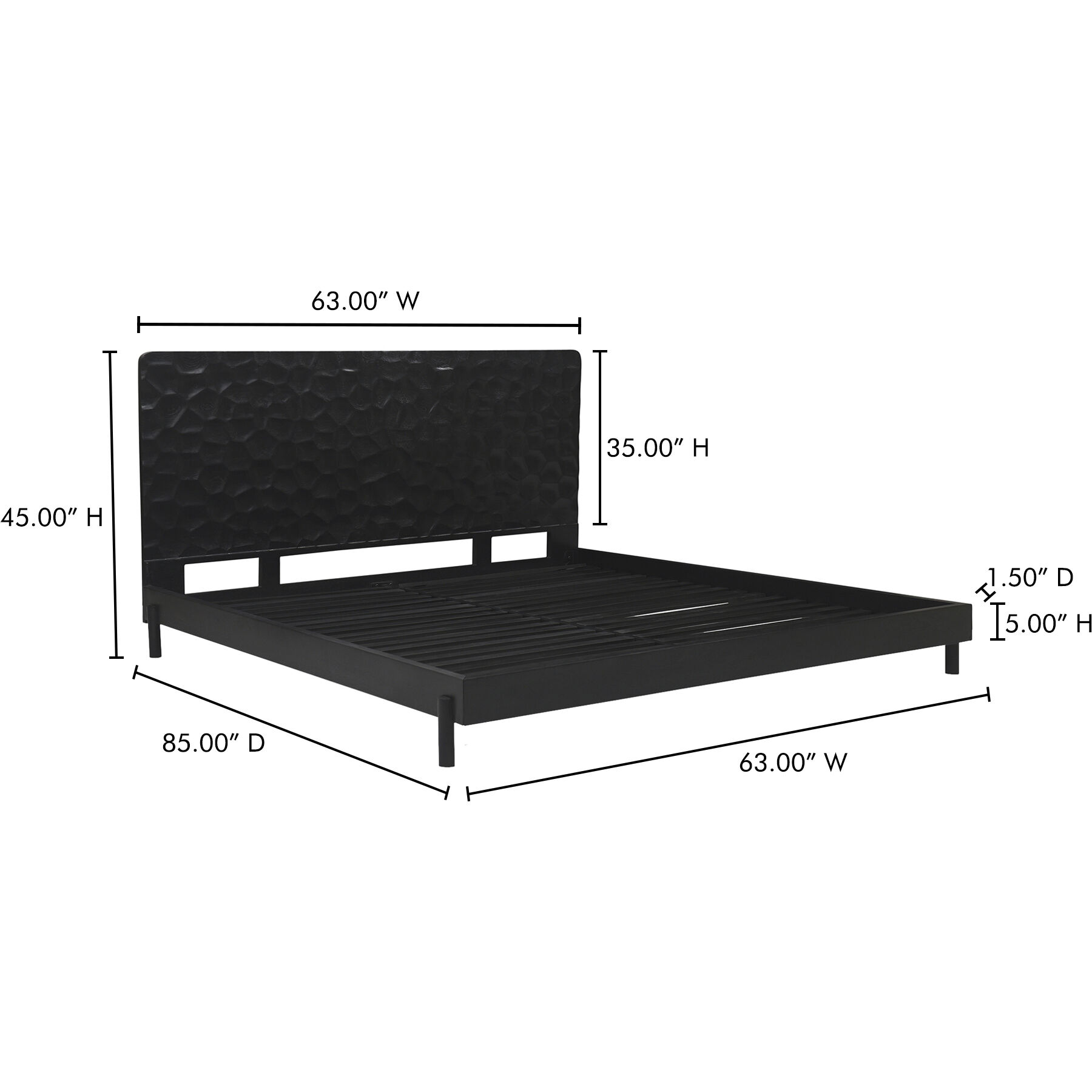 Misaki Black Bed, Queen