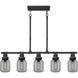 Somers 5 Light 42.88 inch Textured Black Linear Pendant Ceiling Light in Plated Smoke Glass