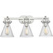 Newton Cone 3 Light 27 inch Satin Nickel Bath Vanity Light Wall Light in Seedy Glass