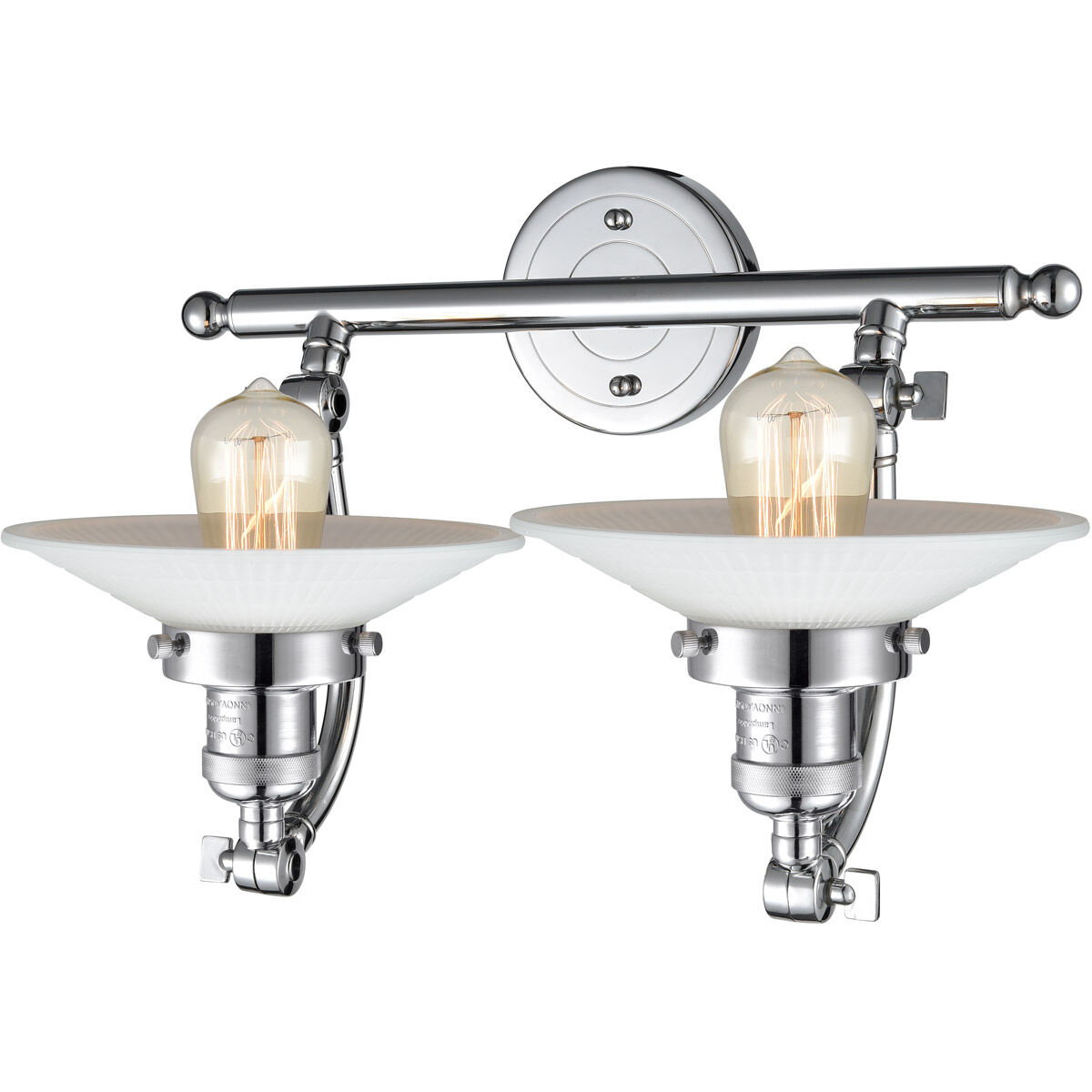 Franklin Restoration Halophane LED 18 inch Polished Chrome Bath Vanity Light Wall Light in Matte White Halophane Glass, Franklin Restoration