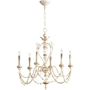 Florine 6 Light 29 inch Persian White And Mystic Silver Chandelier Ceiling Light