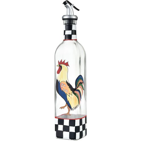 Rooster Black with Red and Yellow Oil and Vinegar Bottle