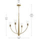 Jheni 4 Light 26 inch Brushed Gold Chandelier Ceiling Light
