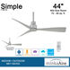 Simple 44 inch Silver Outdoor Ceiling Fan