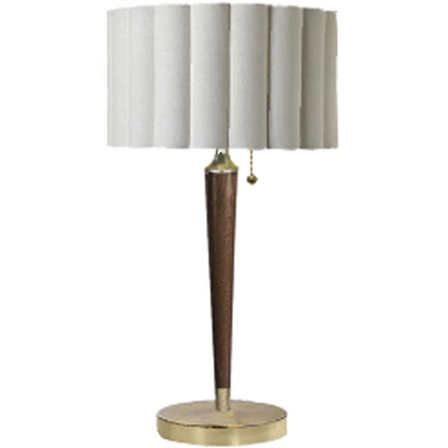 Scalloped 31 inch 14.00 watt Weathered Brass and Walnut Table Lamp Portable Light