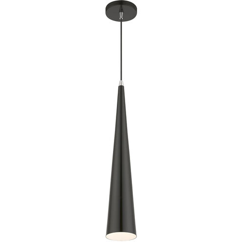 Andes 1 Light 5 inch Shiny Black with Polished Chrome Accents Single Pendant Ceiling Light, Tall