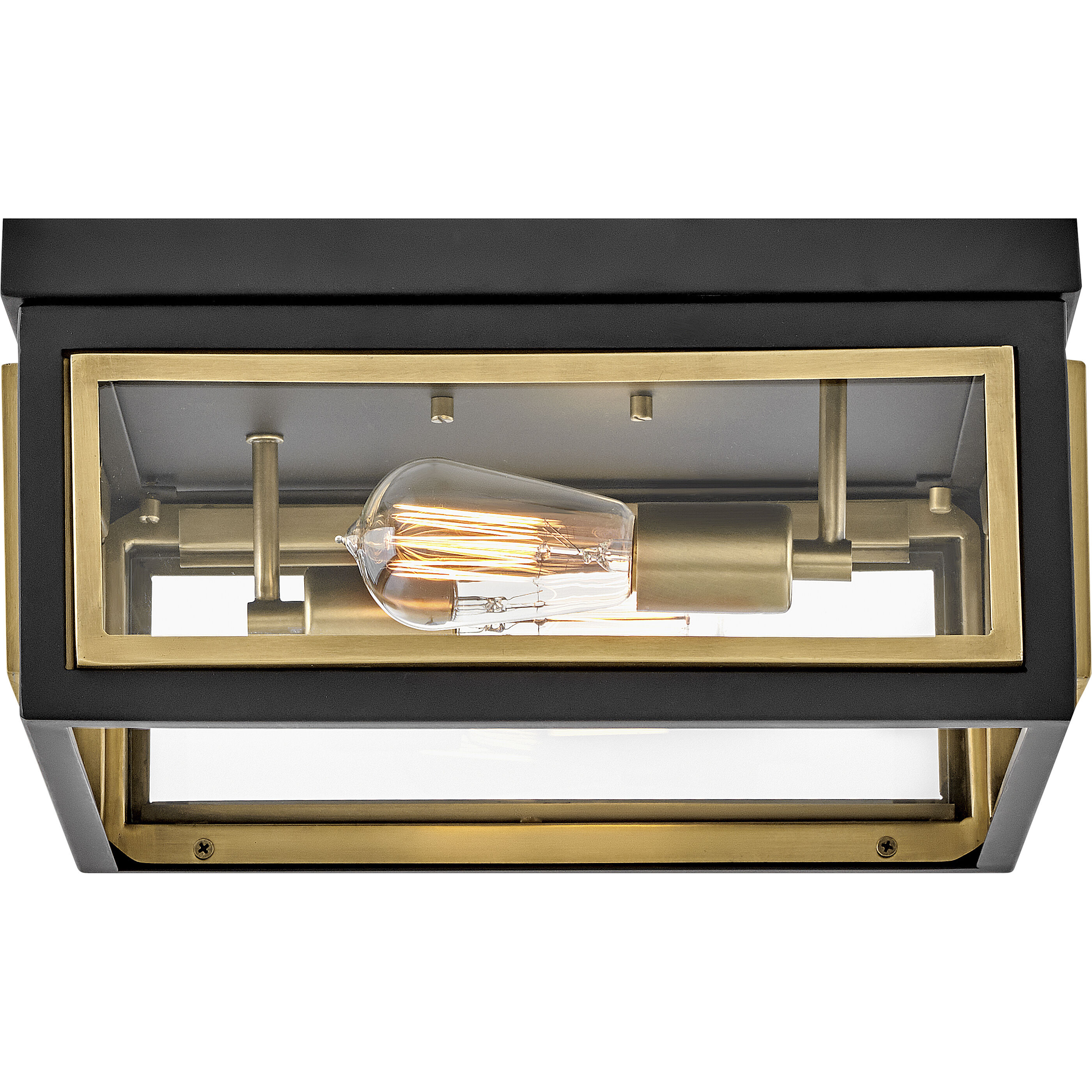 Shaw 14 inch Black with Heritage Brass Indoor Flush Mount Ceiling Light