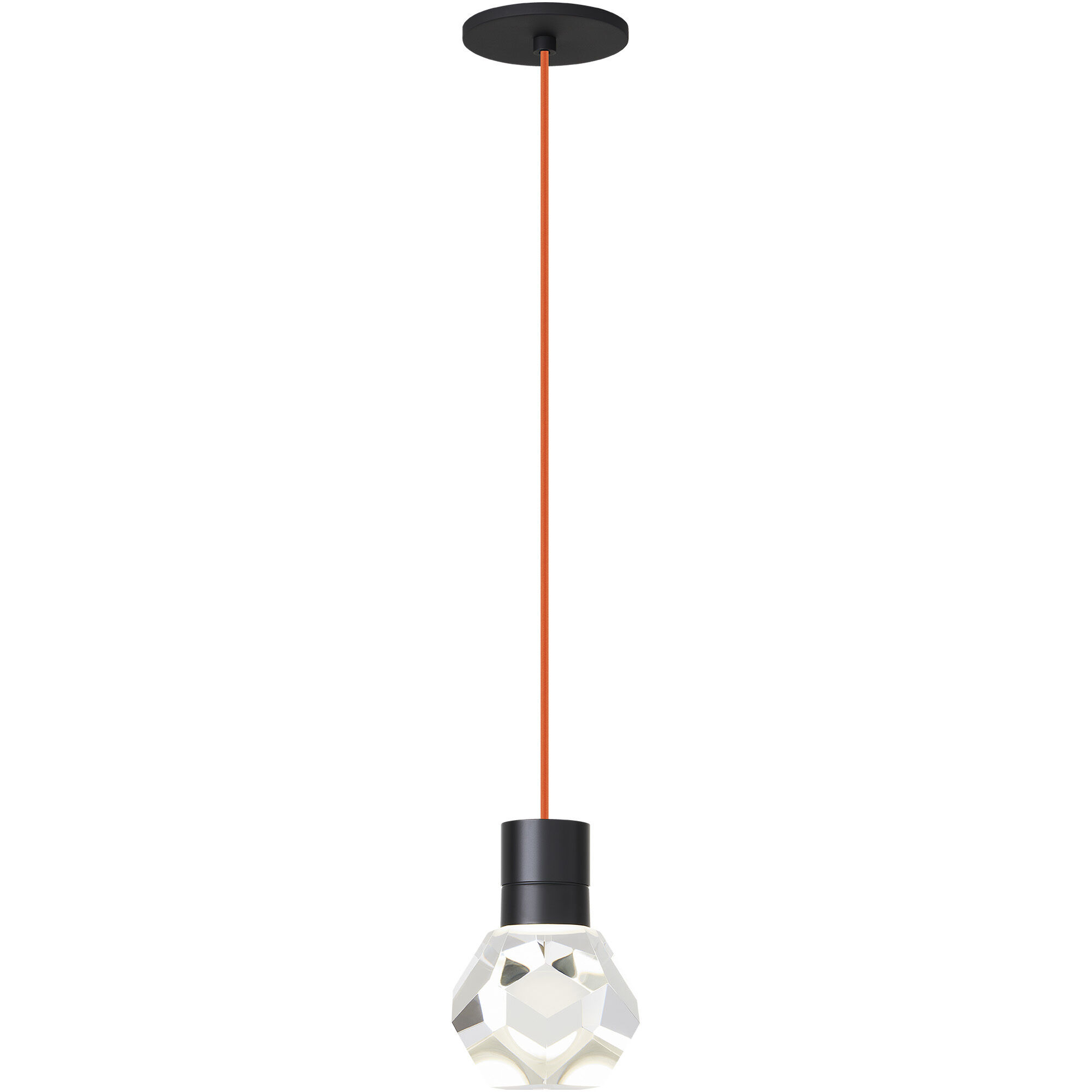 Sean Lavin Kira LED Black Pendant Ceiling Light in Orange Cord, LED 90 CRI 2200K-3000K, Integrated LED