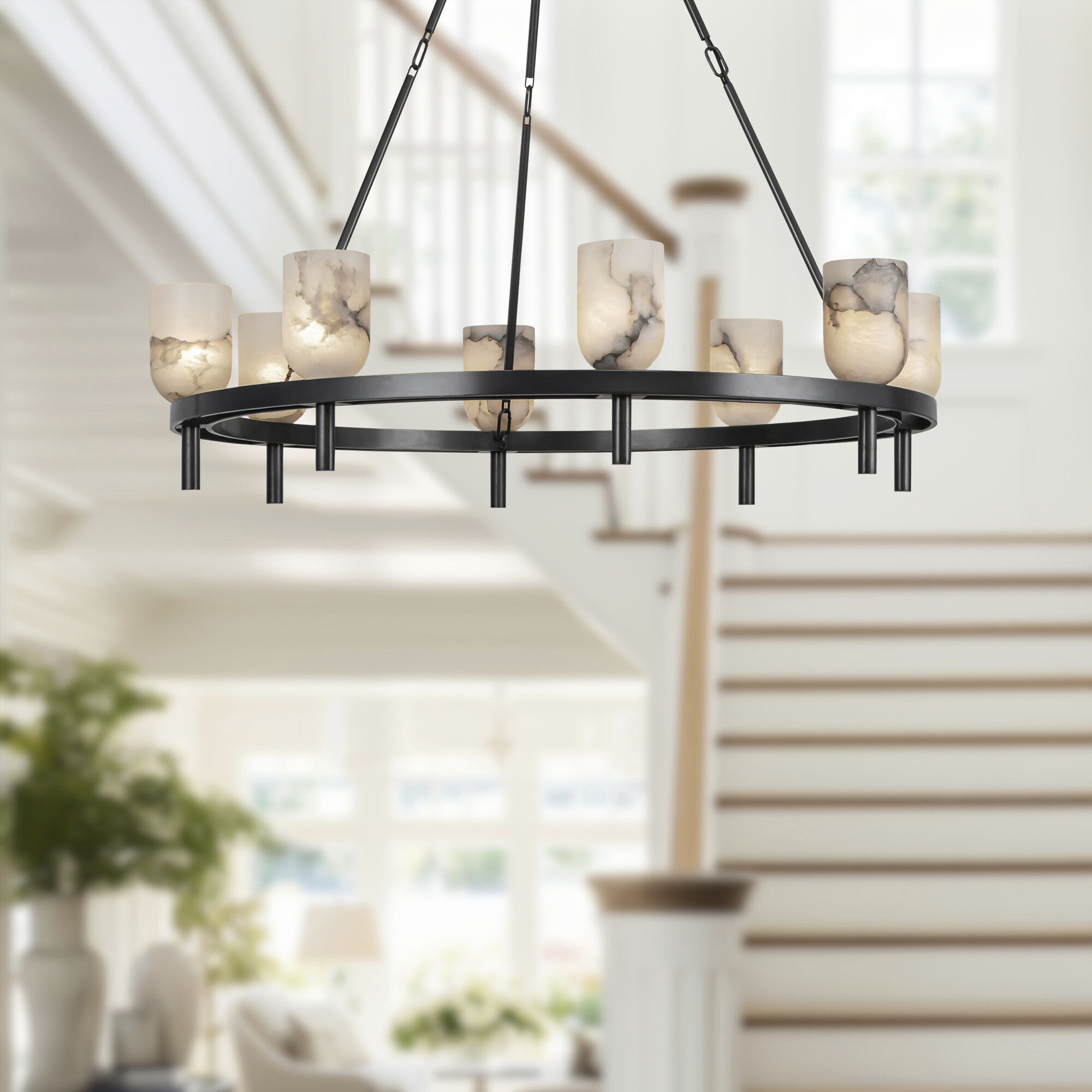 Lucian 8 Light 36.13 inch Urban Bronze/Alabaster Chandelier Ceiling Light in Alabaster Shade