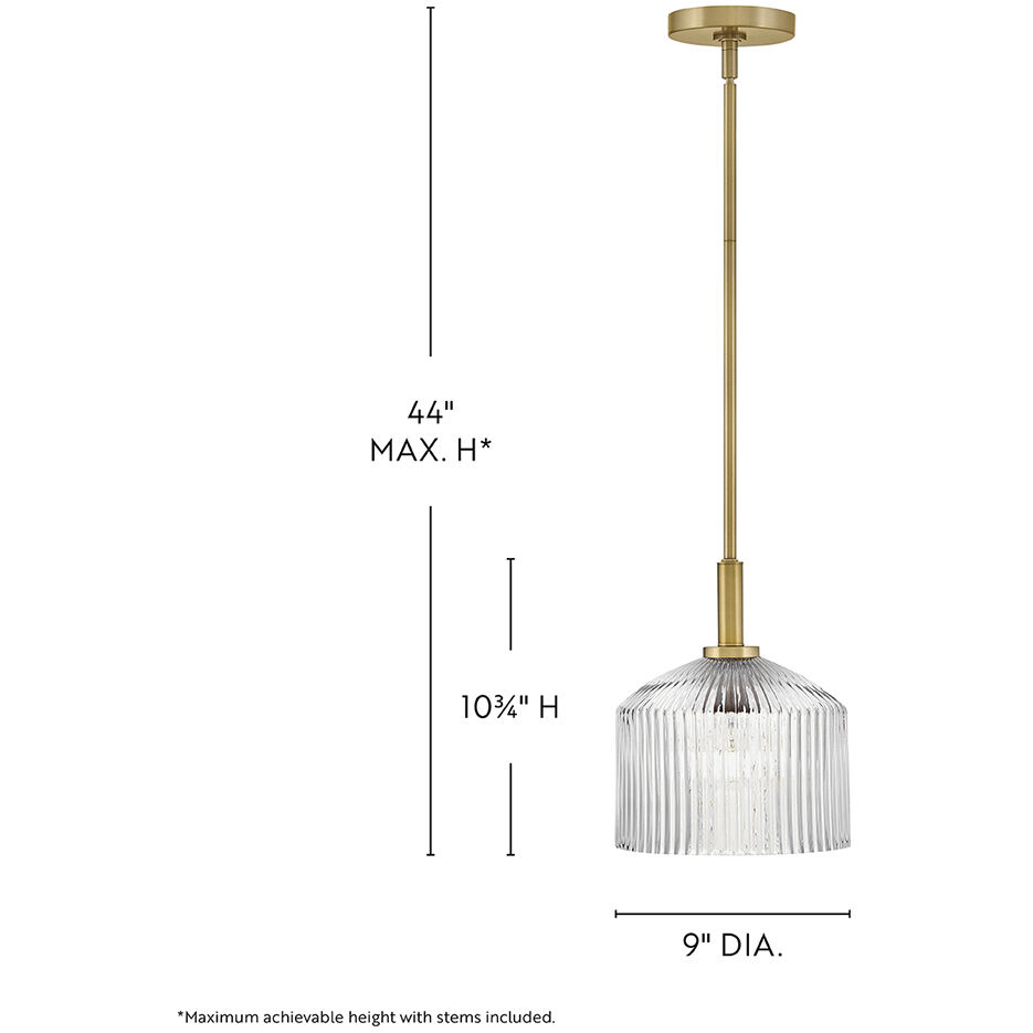 Lisette 1 Light 9 inch Lacquered Brass Pendant Ceiling Light