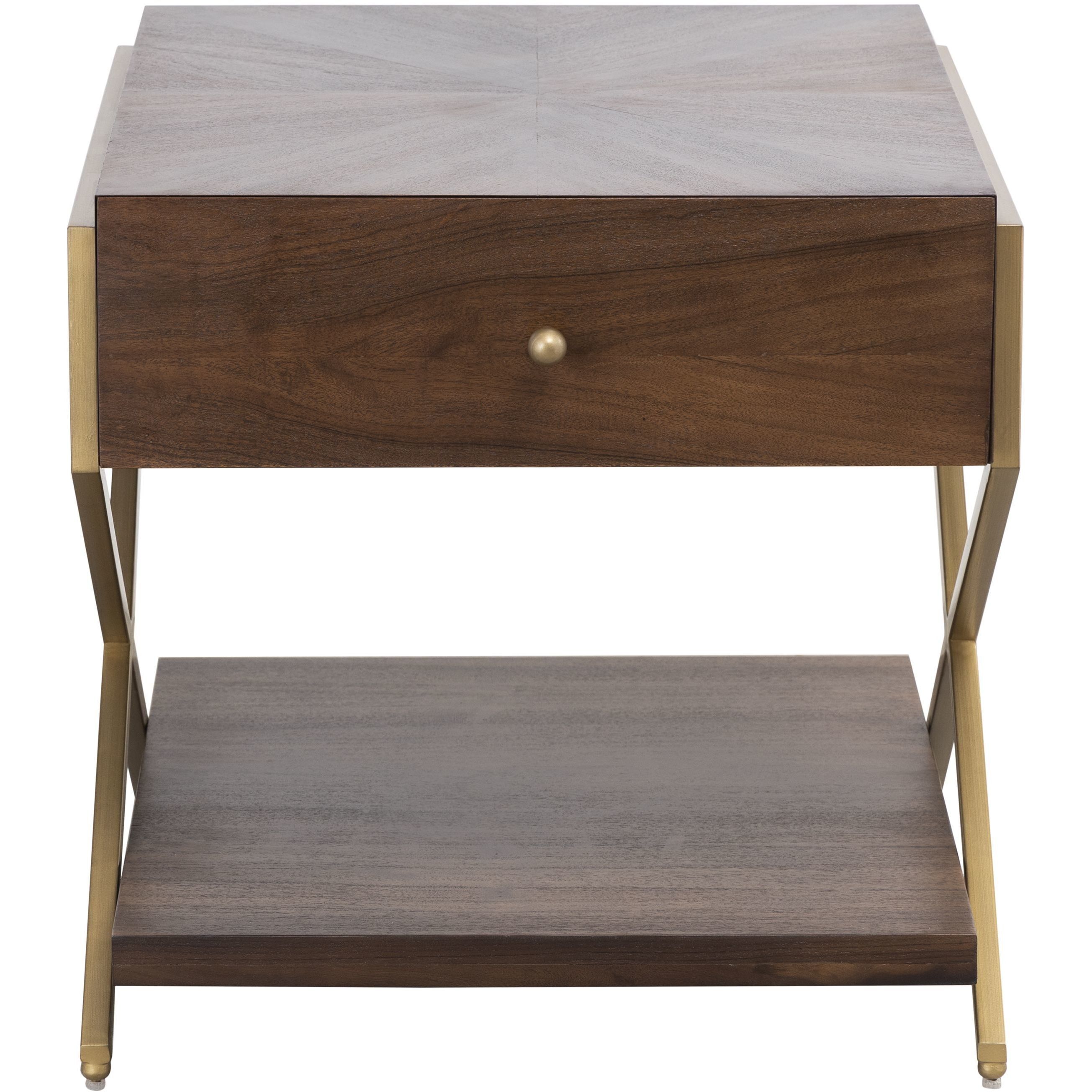 Guilford 29 X 24 inch Mahogany with Satin Brass Accent Table