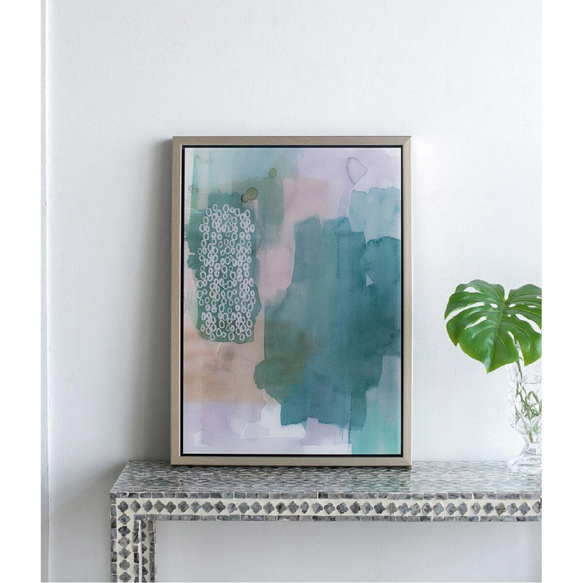 Teals Abstract 23.9 X 17.4 inch Printed Acrylic Wall Art