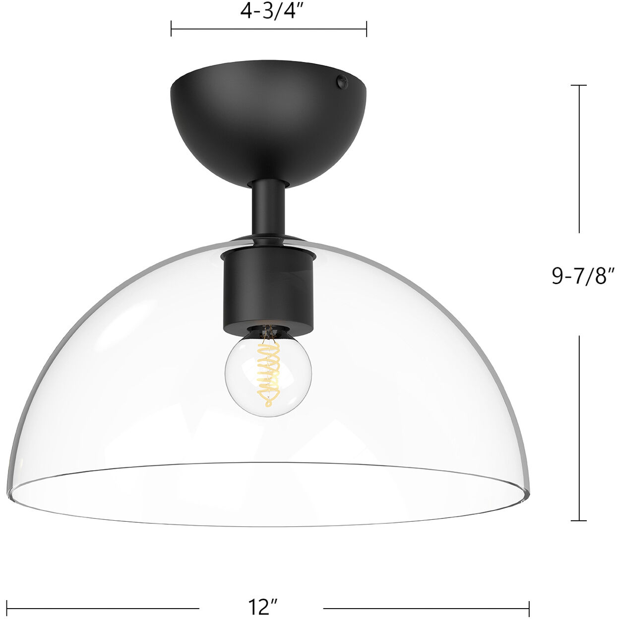 Alora Mood Jude 1 Light 12 inch Clear Glass/Matte Black Semi-Flush Mount Ceiling Light