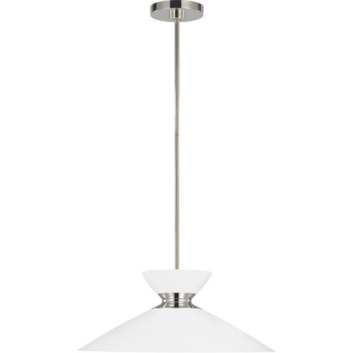 ED Ellen DeGeneres Heath 1 Light 18.5 inch Polished Nickel Pendant Ceiling Light in Matte White / Polished Nickel