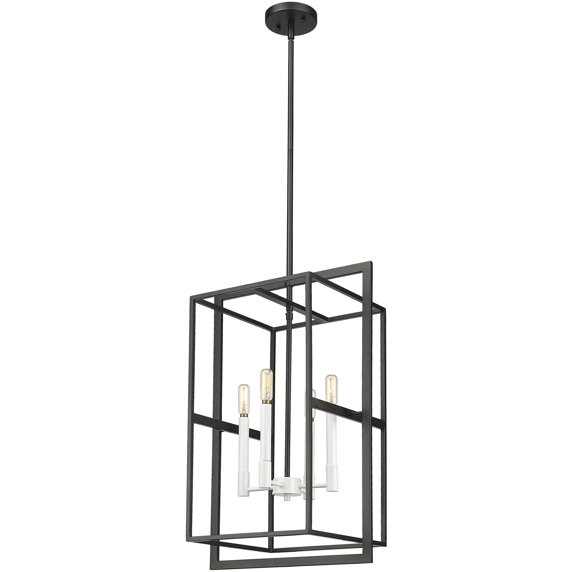 Milbank 4 Light 16 inch Black with White Candle Sleeves Pendant Ceiling Light