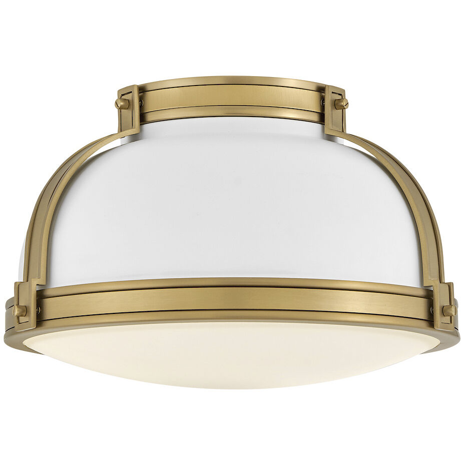 Barton 2 Light 14.25 inch Matte White with Lacquered Brass Flush Mount Ceiling Light