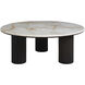 Alessio 48 X 18 inch Walnut and White Marble Coffee Table