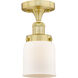 Bell 1 Light 5 inch Satin Gold Semi-Flush Mount Ceiling Light