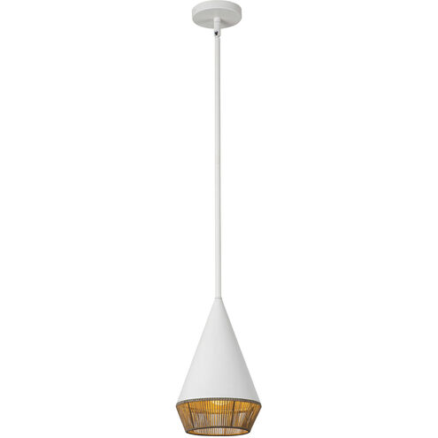 Daphne 1 Light 7.13 inch White and Brown Cotton Rope Pendant Ceiling Light