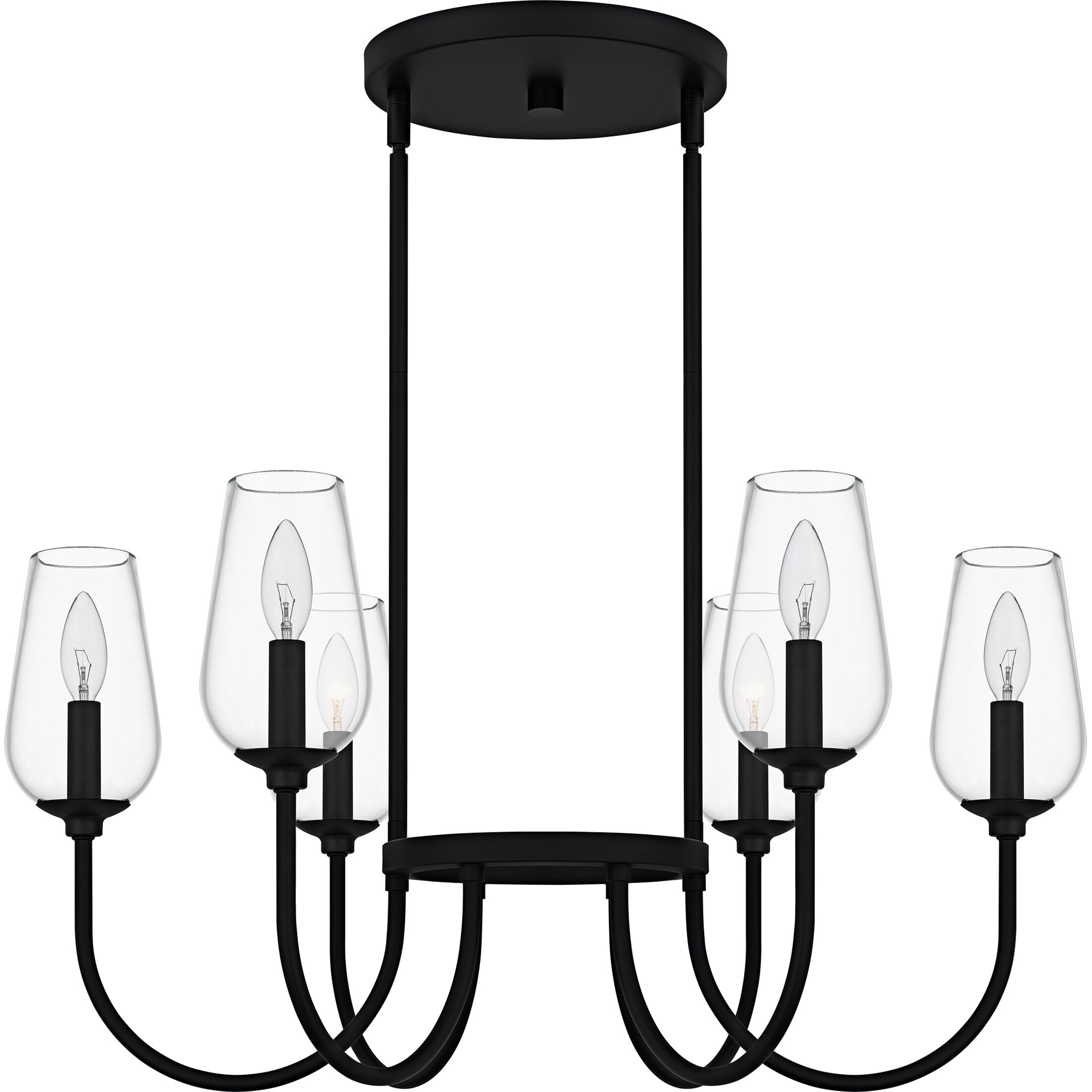 Viscount 6 Light 28 inch Matte Black Chandelier Ceiling Light