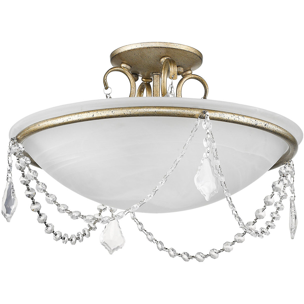 Chesterfield/Pennington 3 Light 16 inch Hand Painted Antique Silver Leaf Semi-Flush Mount Ceiling Light