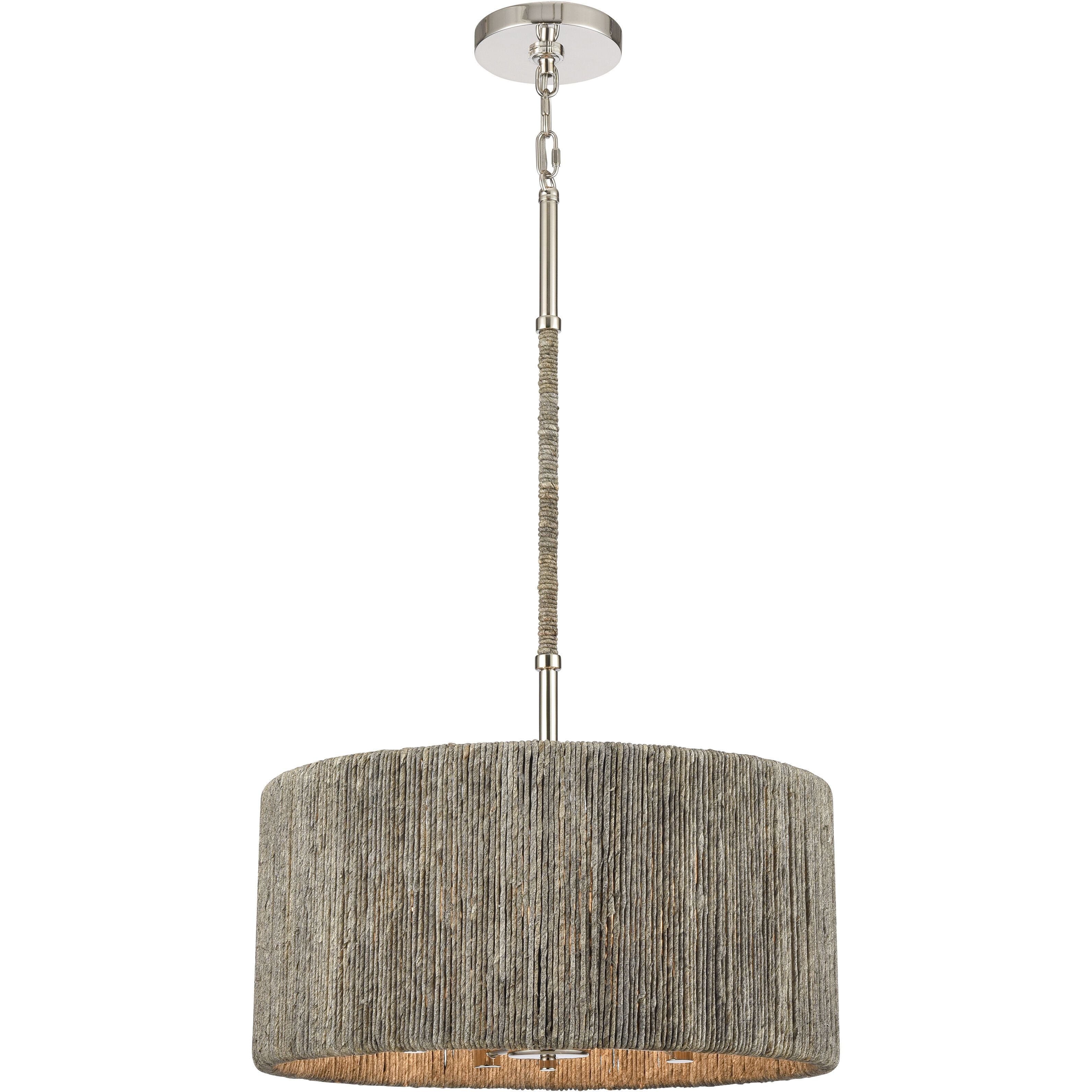 Abaca 4 Light 18 inch Polished Nickel with Gray Chandelier Ceiling Light