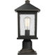 Portland 1 Light 18 inch Oil Rubbed Bronze Outdoor Pier Mounted Fixture in Clear Seedy Glass, 5.69