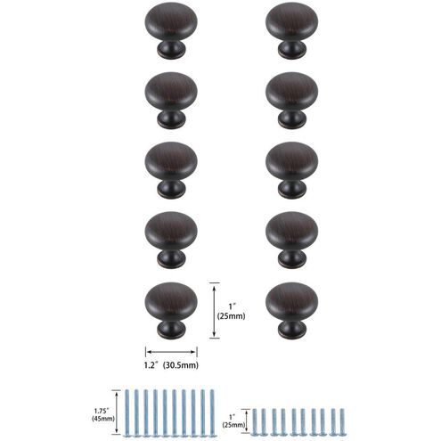 Cadon Oil-Rubbed Bronze Hardware Cabinet Knob, Set of 10