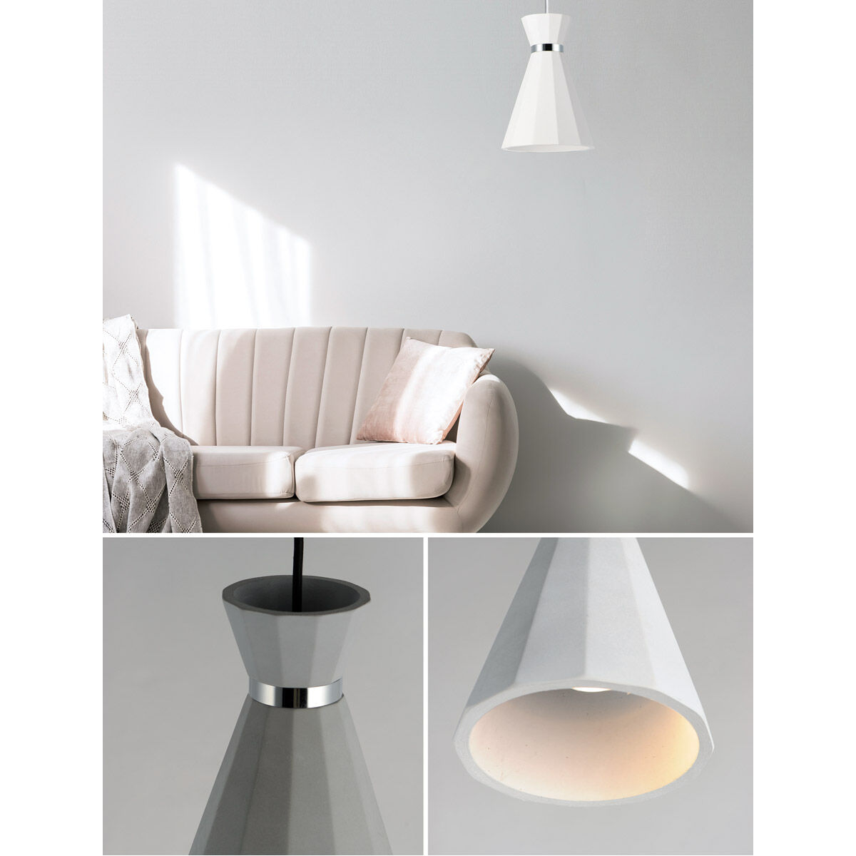 Sash LED 7.75 inch White/Polished Chrome Single Pendant Ceiling Light in White and Polished Chrome