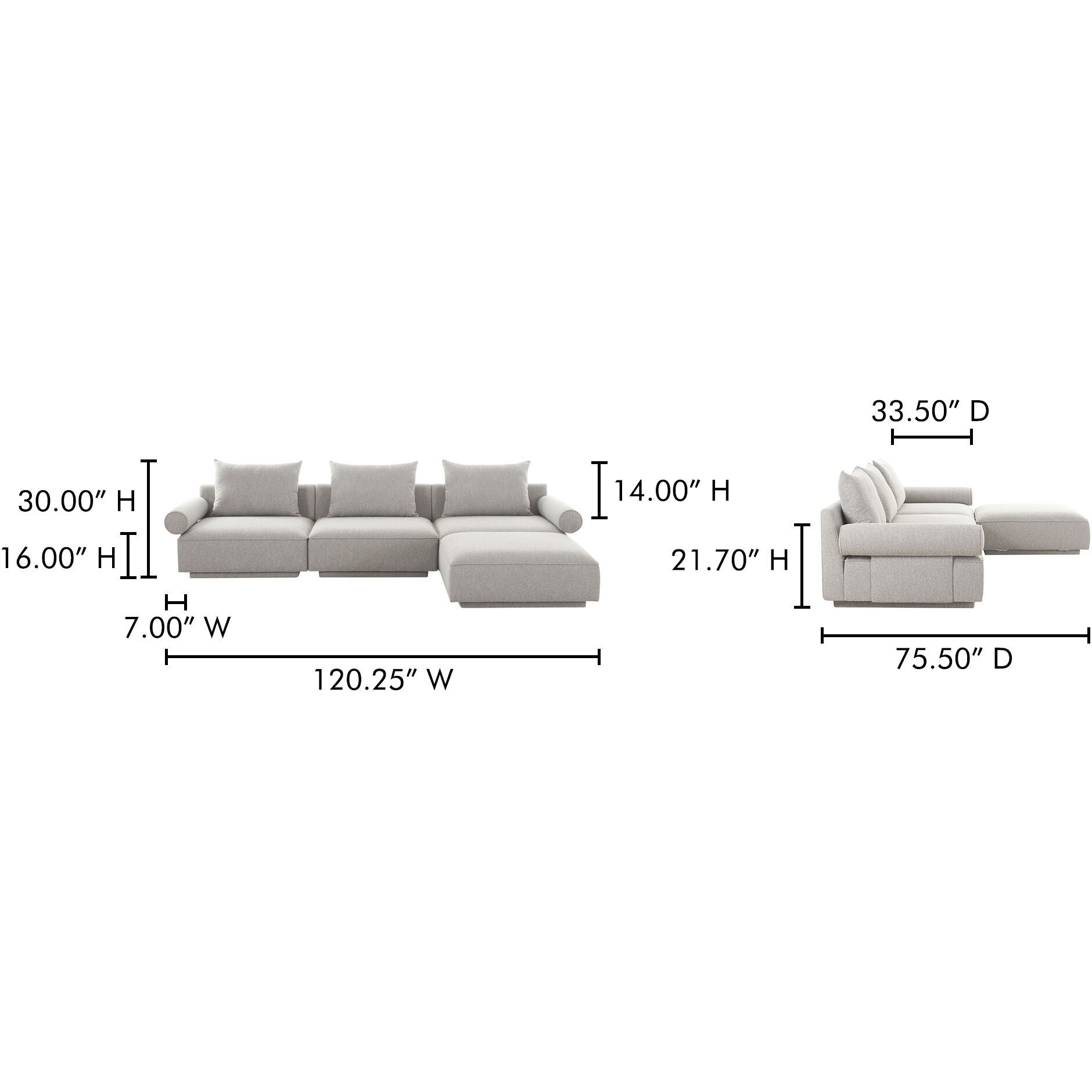 Rosello Grey Modular Sectional, Lounge