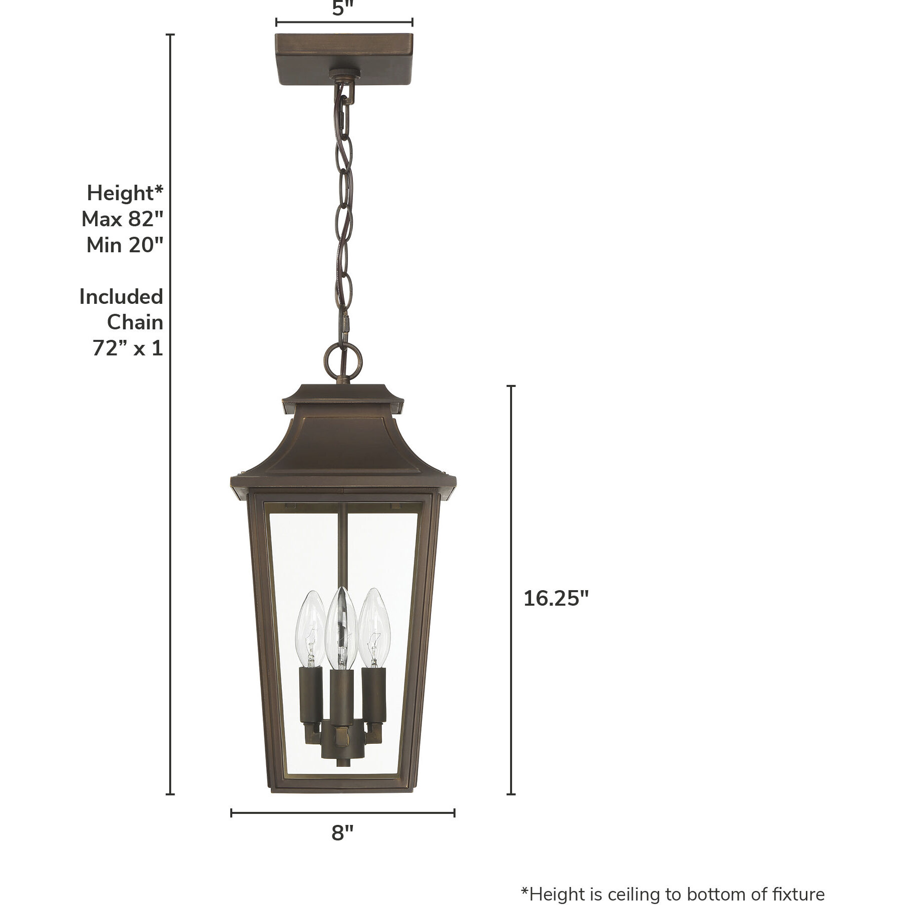 Spring Cove 3 Light 8 inch Matte Bronze Outdoor Pendant, Large