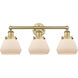 Fulton 3 Light 24.5 inch Brushed Brass and Matte White Bath Vanity Light Wall Light