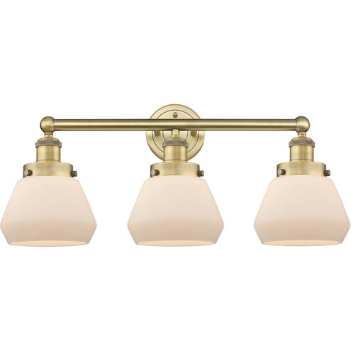 Fulton 3 Light 24.5 inch Brushed Brass and Matte White Bath Vanity Light Wall Light