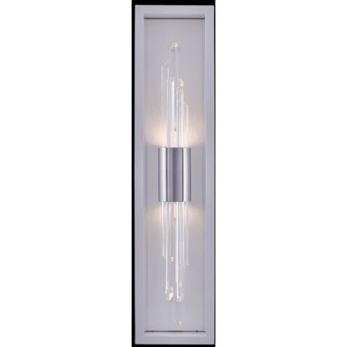 Lucca Esterno 30 inch Polished Chrome & Matte White Outdoor Wall Sconce in Firenze Clear