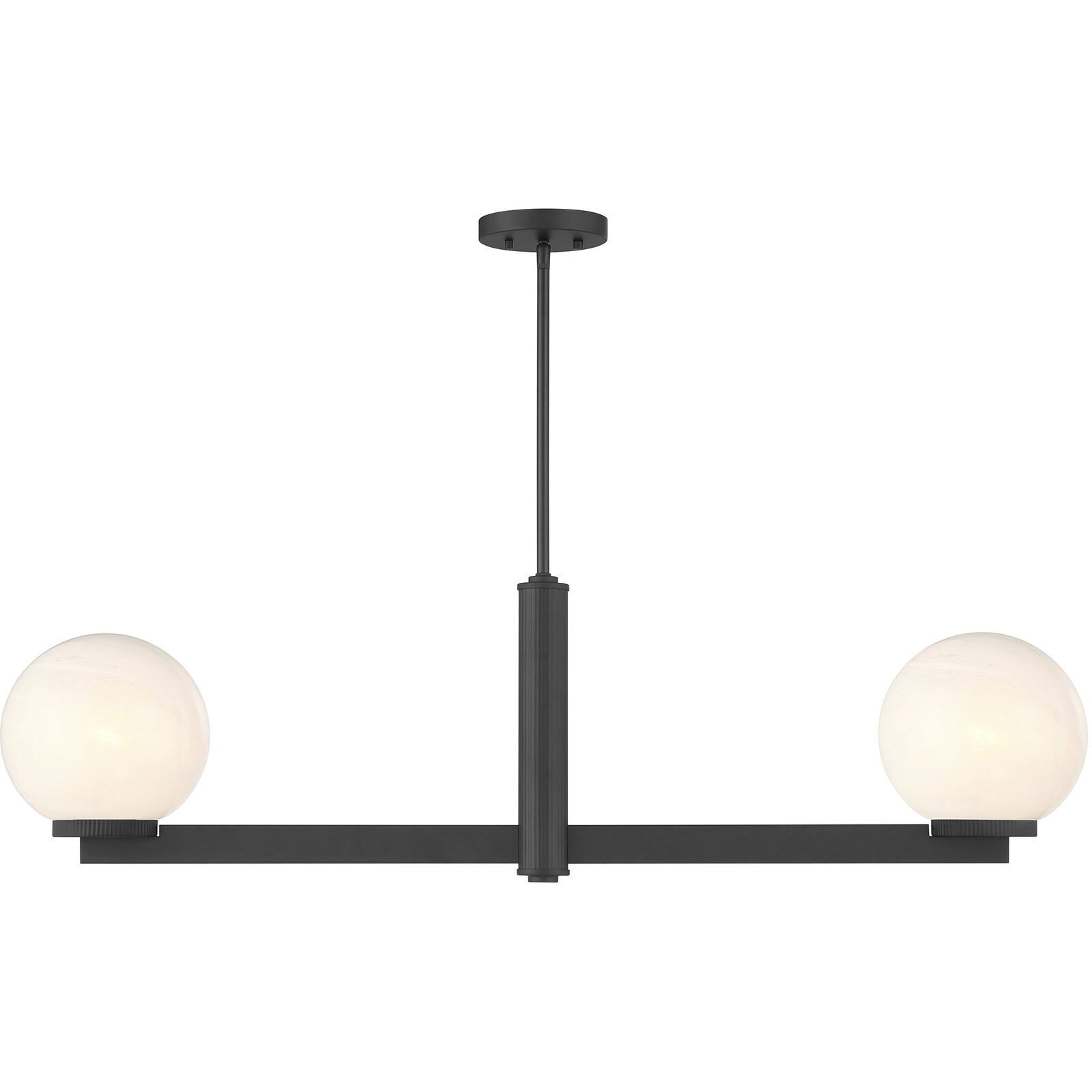 Modern 2 Light 42 inch Matte Black Linear Chandelier Ceiling Light