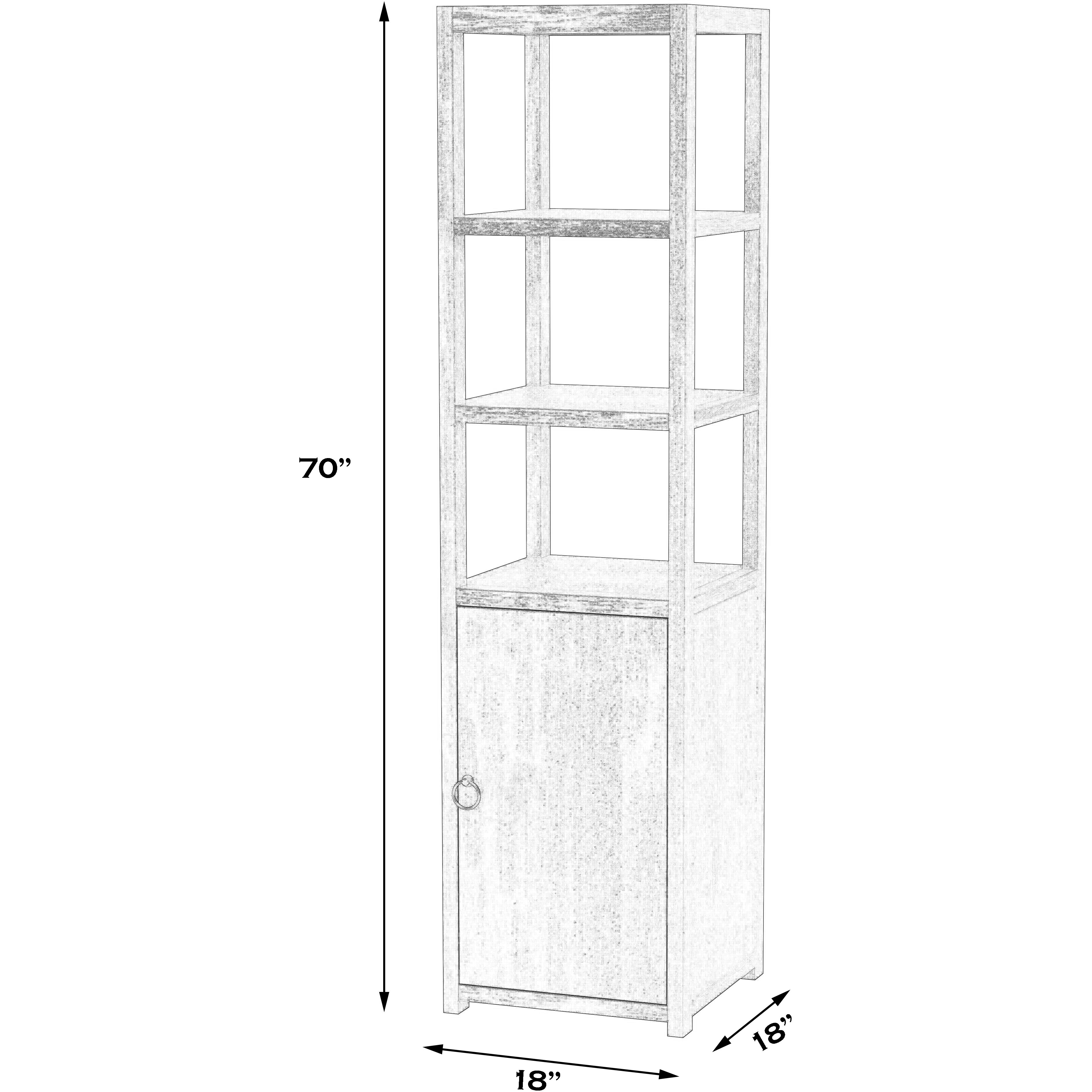 3- Tier 1 Door Narrow  Etagere Bookcase in Navy Blue