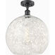 Edison White Mouchette 1 Light 13.75 inch Matte Black Semi-Flush Mount Ceiling Light