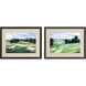 Golf Course Study Green and Blue and Multi and Orange Framed Art