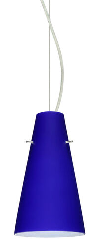 Cierro 1 Light Satin Nickel Pendant Ceiling Light in Cobalt Blue Matte Glass, Incandescent