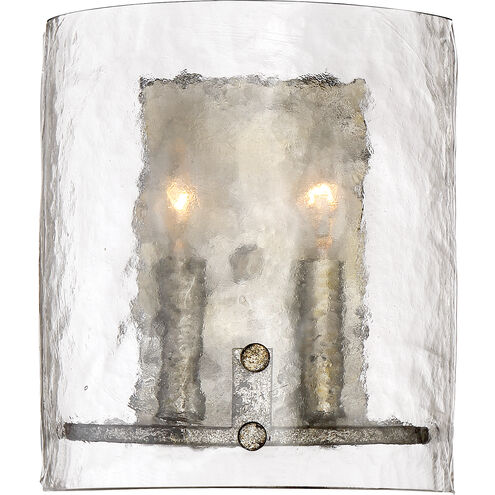 Fortress 2 Light 9 inch Mottled Silver Wall Sconce Wall Light