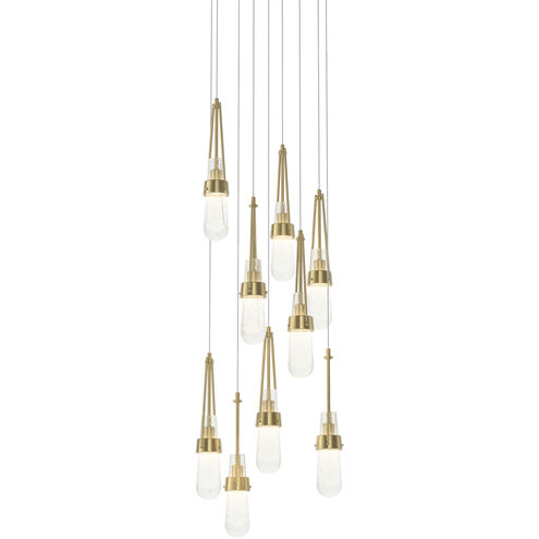 Link 9 Light 20.5 inch Modern Brass Pendant Ceiling Light in Clear Bubble, Round