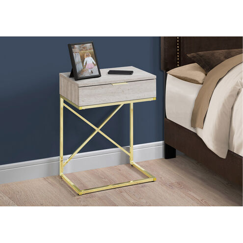 Seneca 24 X 18 inch Beige and Gold Accent End Table or Night Stand