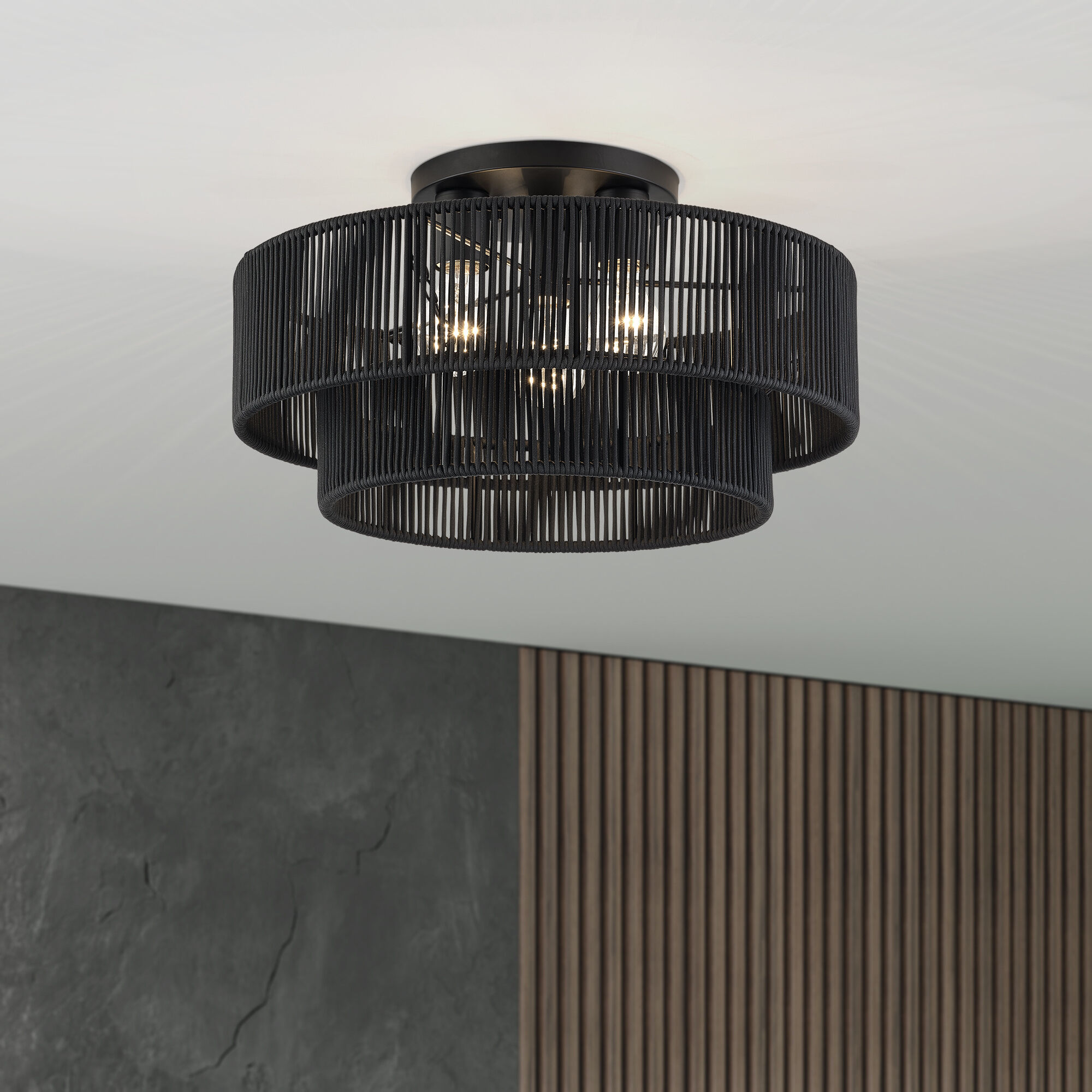 Acordia 3 Light 18 inch Black Semi Flush Mount Ceiling Light, Large