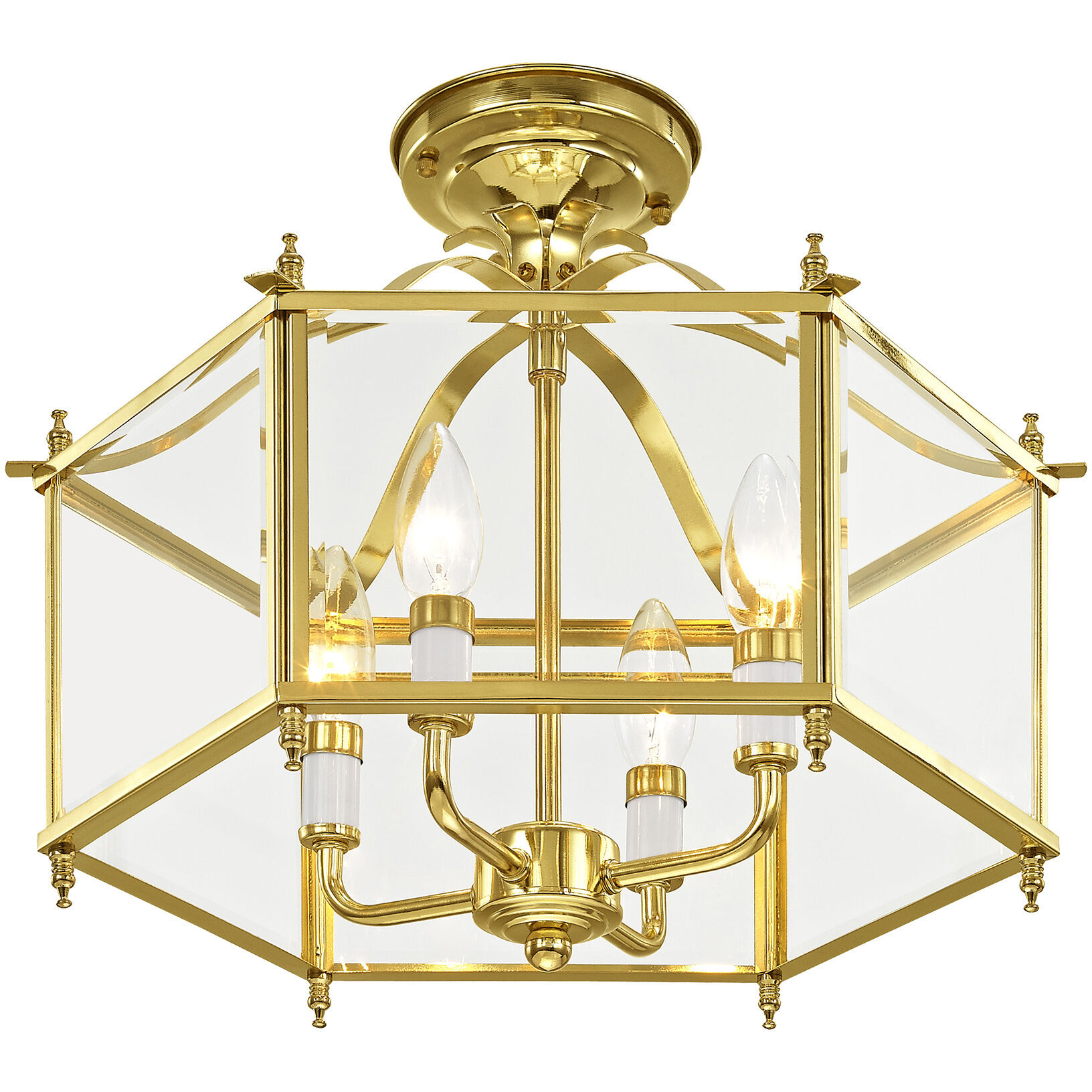 Livingston 4 Light 16 inch Polished Brass Convertible Pendant/Ceiling Mount Ceiling Light
