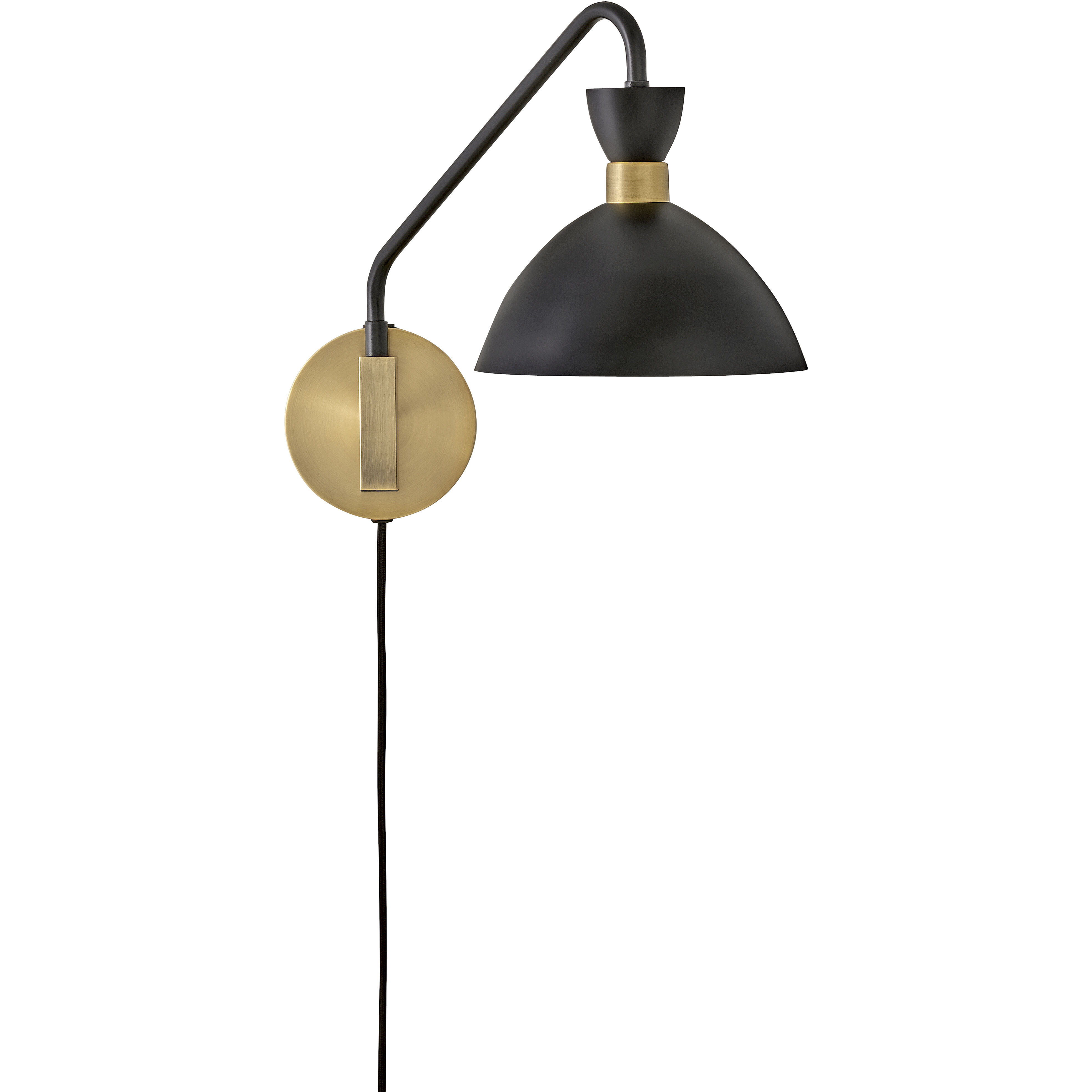 Simon LED 8 inch Black with Heritage Brass accents Sconce Wall Light