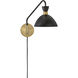 Simon LED 8 inch Black with Heritage Brass accents Sconce Wall Light