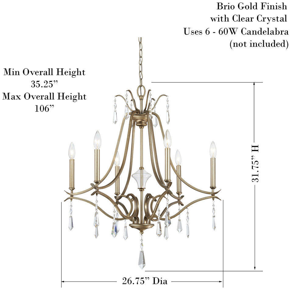 Laurel Estate 6 Light 26.75 inch Brio Gold Chandelier Ceiling Light