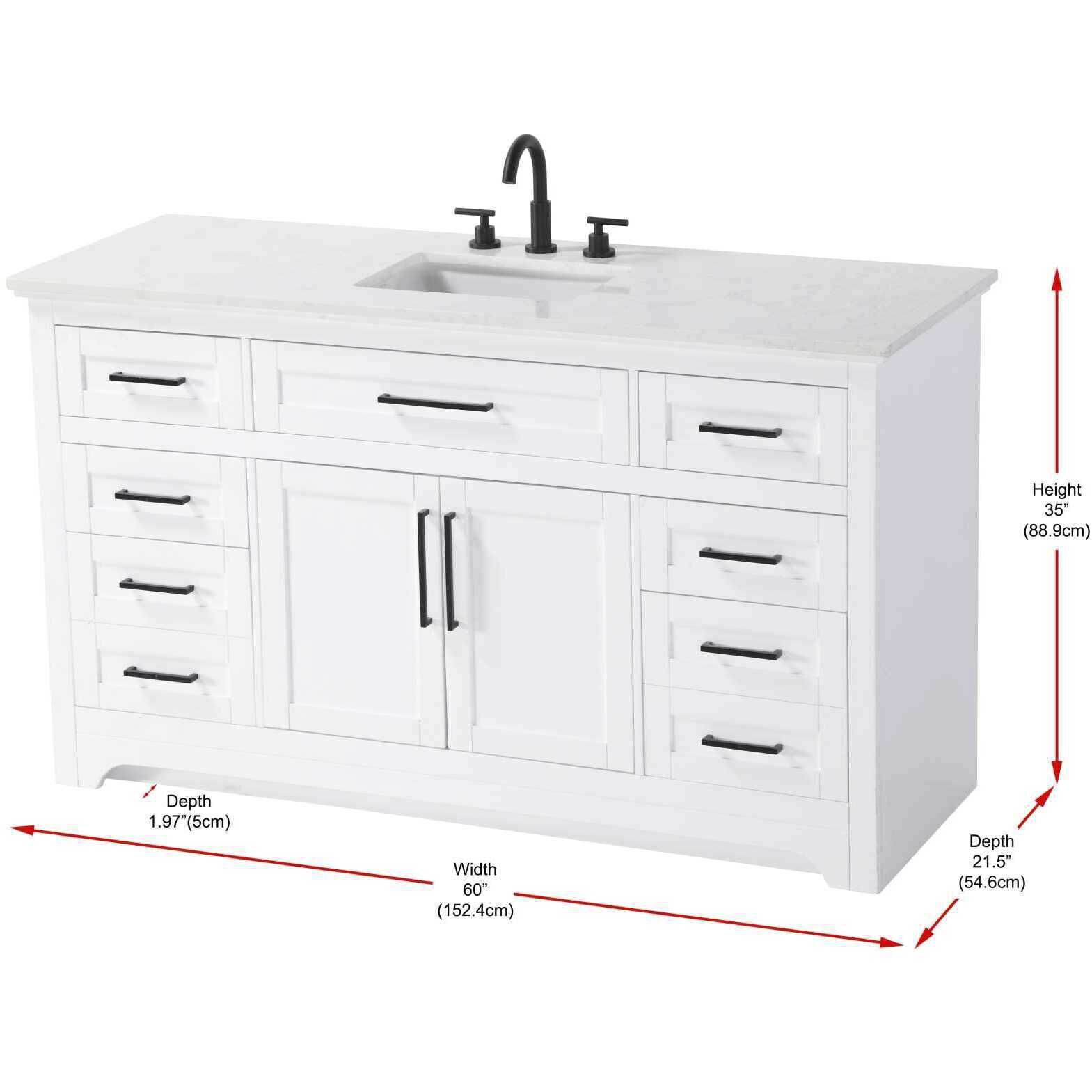 Remington 60 X 35 inch White Bathroom Vanity Cabinet